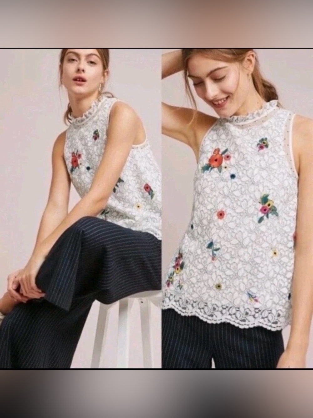 Anthropologie Maeve Lace Boho Indie lace embroidered floral sequin Blouse Size 4